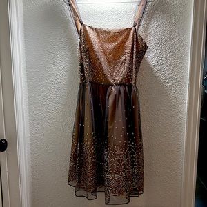 Gold and brown formal short dress